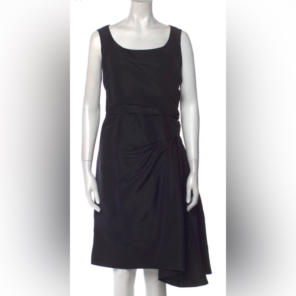 Carolina Herrera Black Cocktail Dress Back Bow Accent Size 14
